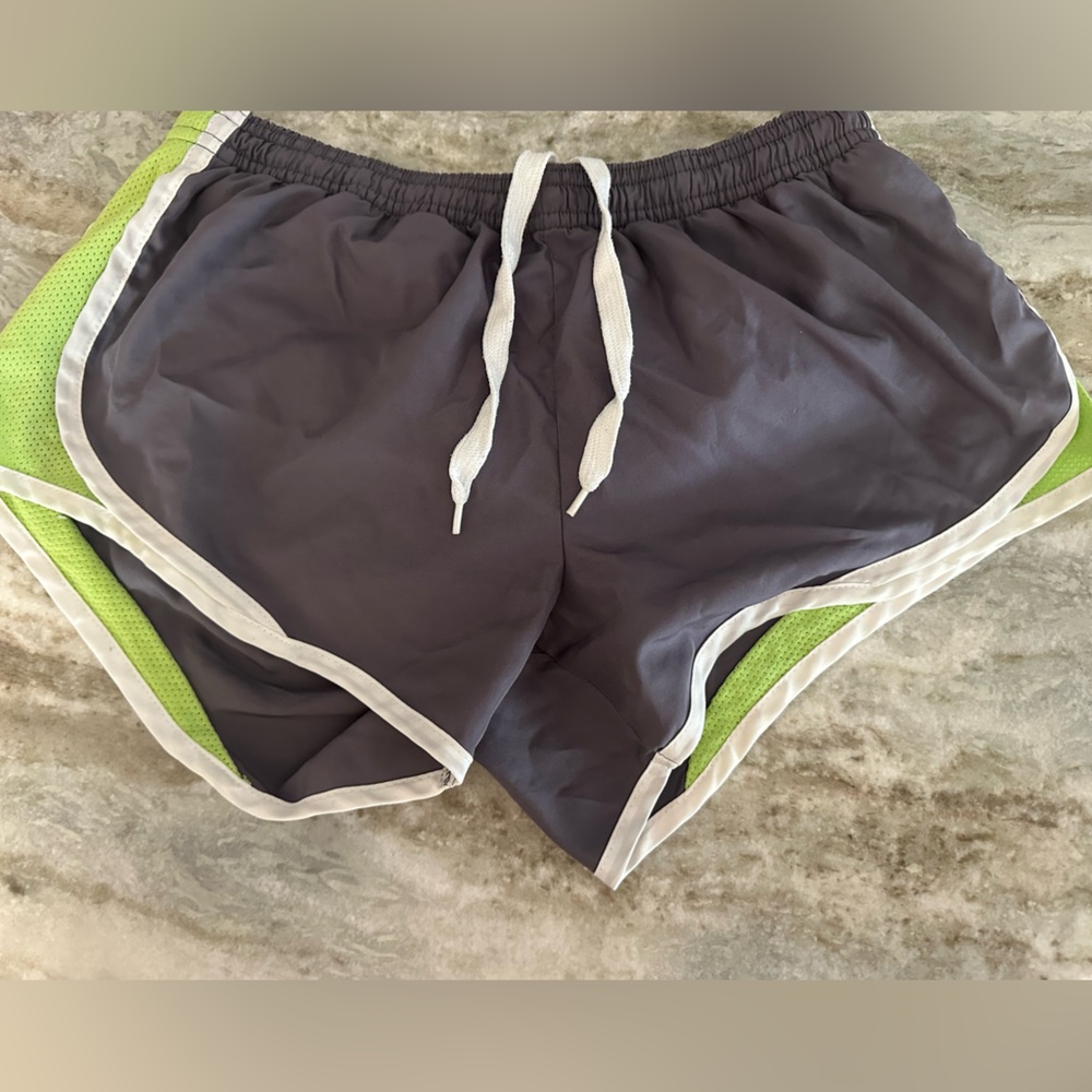 Gray and Green Athletic Shorts